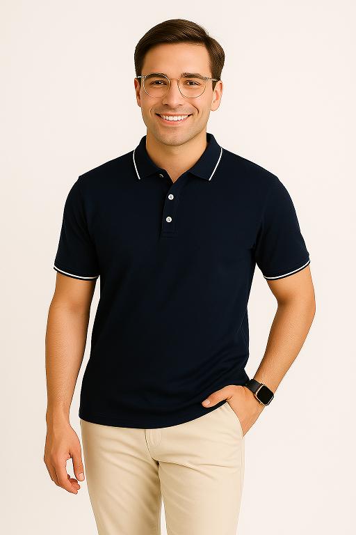 Premium Polo T-Shirt – Black | Cotton Piqué | Smart Casual